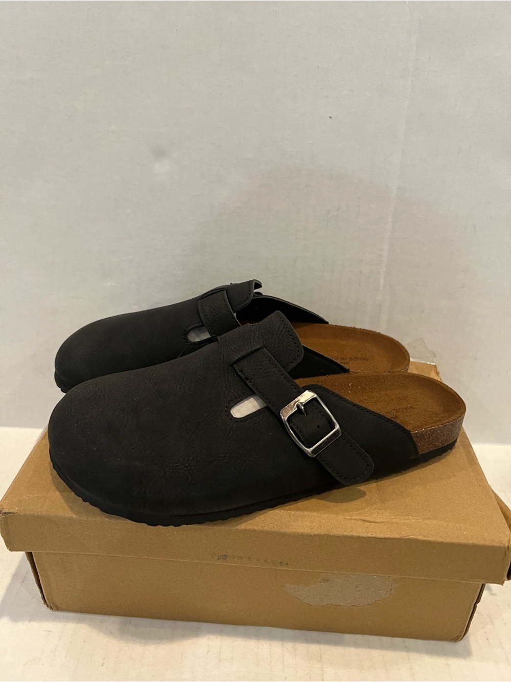 Women's Black Suede Slip-On Clogs, 9.M